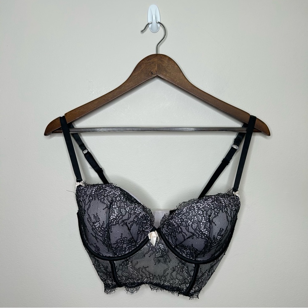 Victoria Secret Very Sexy Demi-Bustier Long Line Pushup Lace Bra 34DD